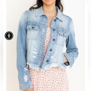 HIDDEN JEANS Frayed hem denim Blue Women's Jacket